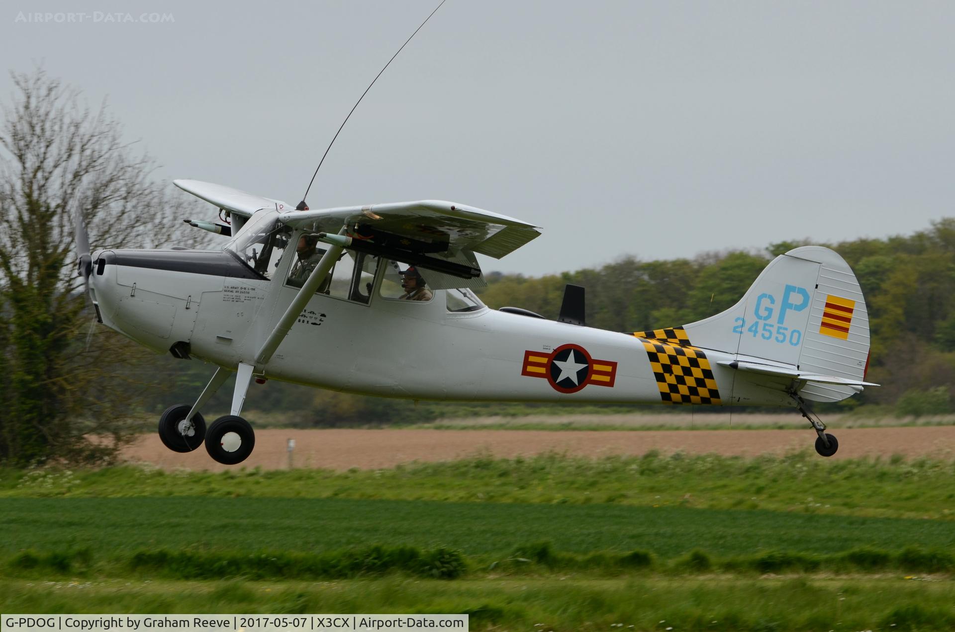 G-PDOG, 1957 Cessna 305C C/N 24550, Landing at Northrepps.