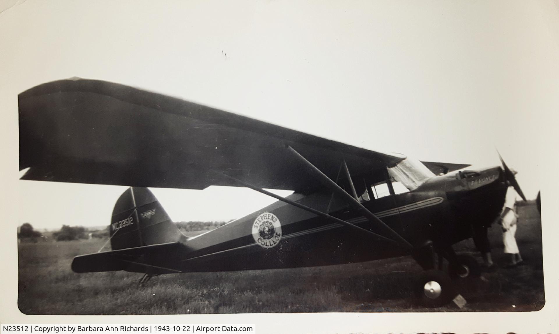 N23512, 1939 Aeronca 65-C C/N C-4599, The plane my mother flew when she soloed at Stephens College October 22, 1943