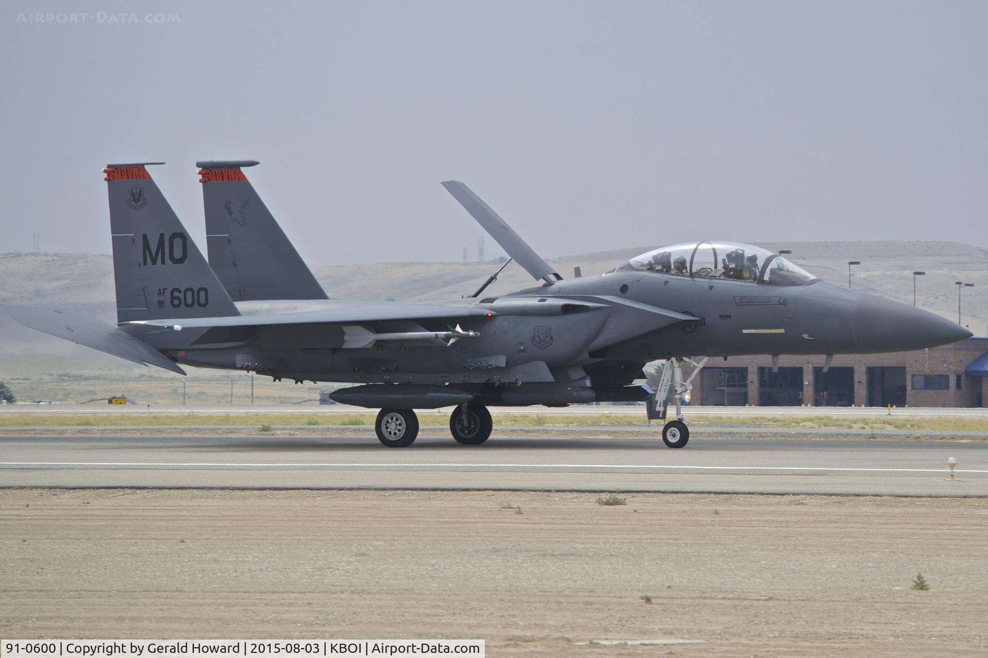 91-0600, 1991 McDonnell Douglas F-15E Strike Eagle C/N 1243/E201, Landing roll out on RWY 28R.  391st Fighter Sq., 