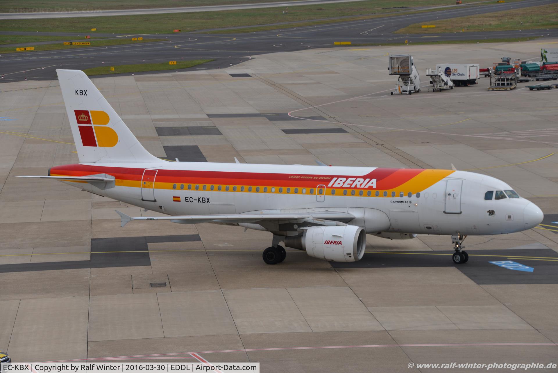 EC-KBX, 2007 Airbus A319-111 C/N 3078, Airbus A319-111 - IB IBE Iberia 'Oso Pardo' - 3078 - EC-KBX - 30.03.2016 - DUS