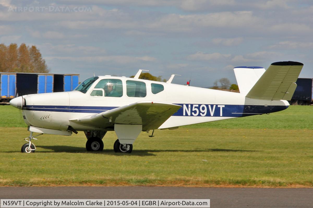 N59VT, 1959 Beech K35 Bonanza C/N D-5897, Beech K35 Bonanza at Breighton Airfield's Auster Fly-In. May 4th 2015.