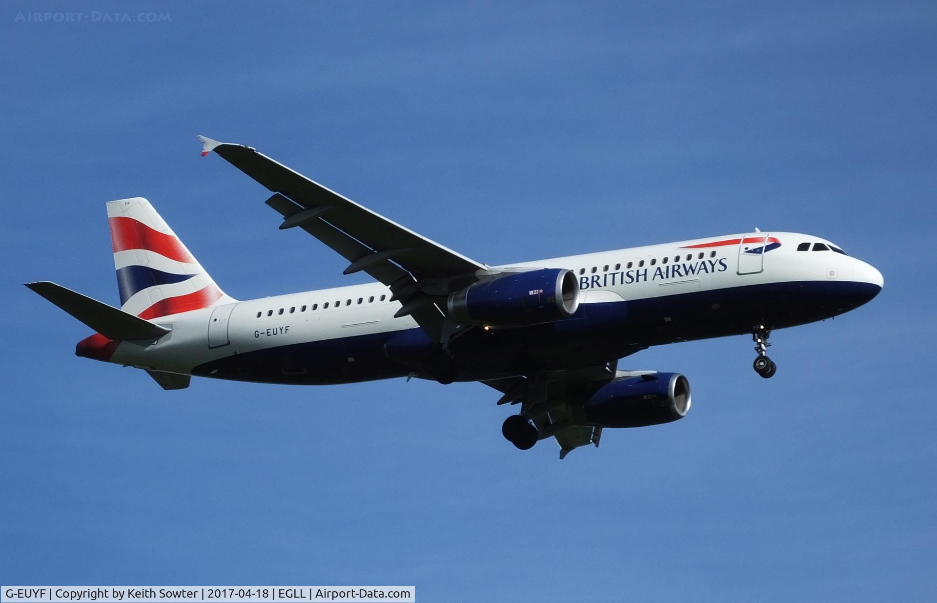 G-EUYF, 2010 Airbus A320-232 C/N 4185, Short finals to land Heathrow 09L