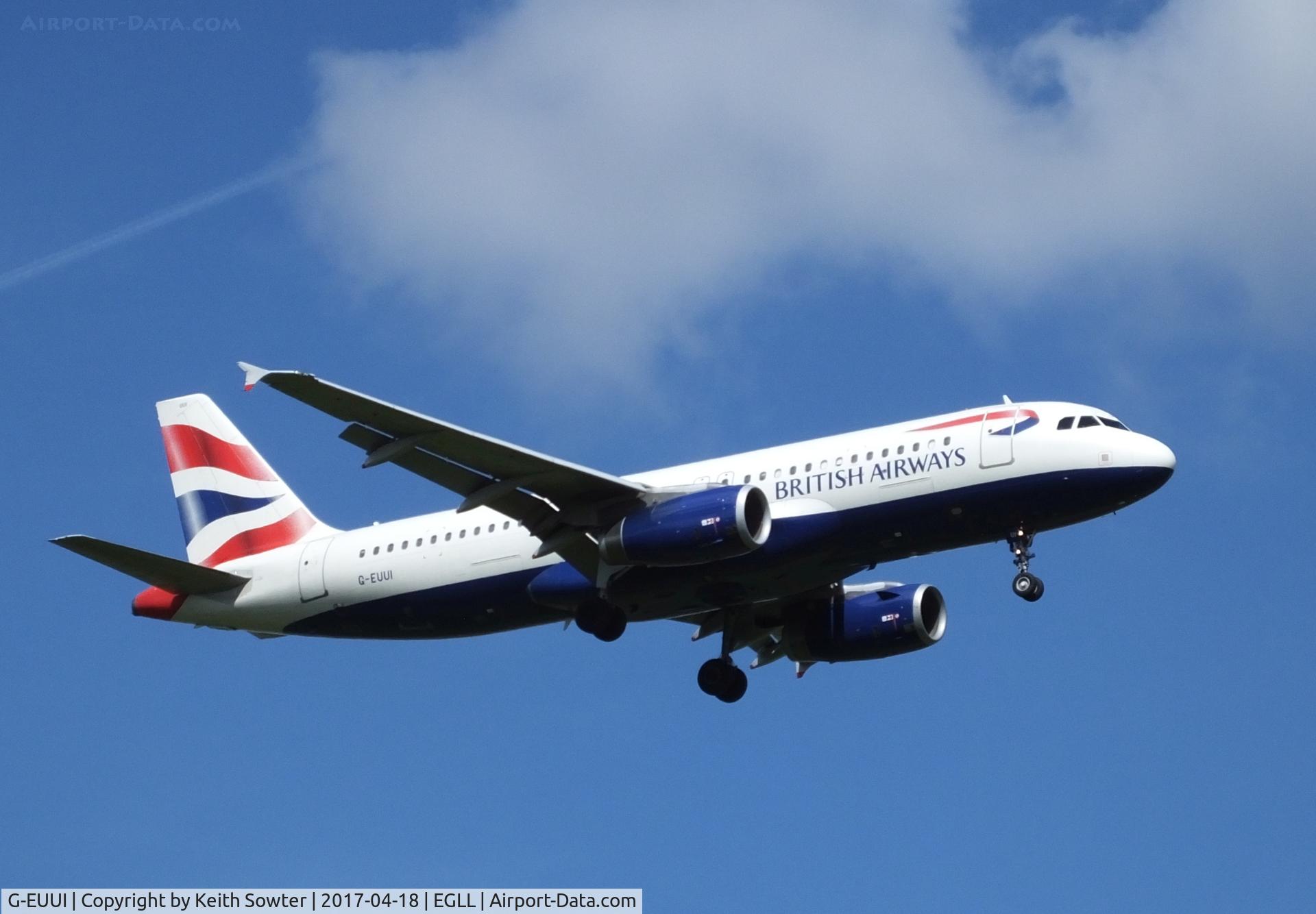 G-EUUI, 2002 Airbus A320-232 C/N 1871, Short finals to land Heathrow 09L