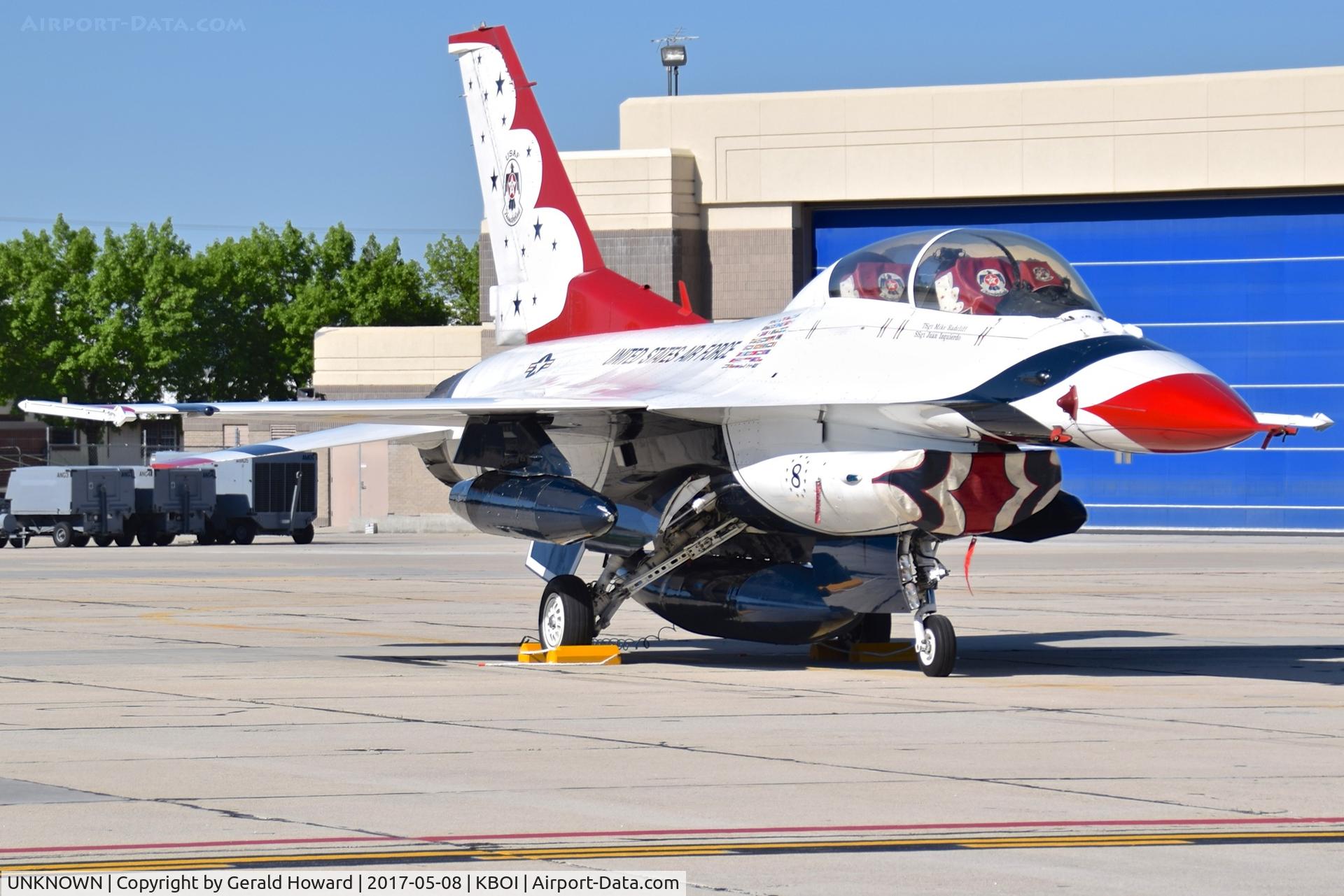 UNKNOWN, General Dynamics F-16C Fighting Falcon C/N Unknown, Thunderbird #8 at BOI for planning October 2017 visit.