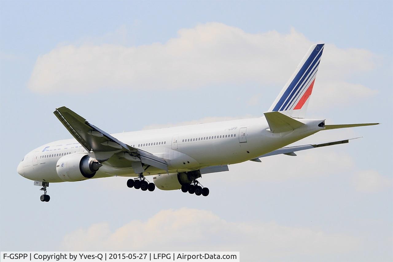 F-GSPP, 2001 Boeing 777-228/ER C/N 30615, Boeing 777-228 (ER), Short approach rwy 27R, Paris-Roissy Charles De Gaulle airport (LFPG-CDG)