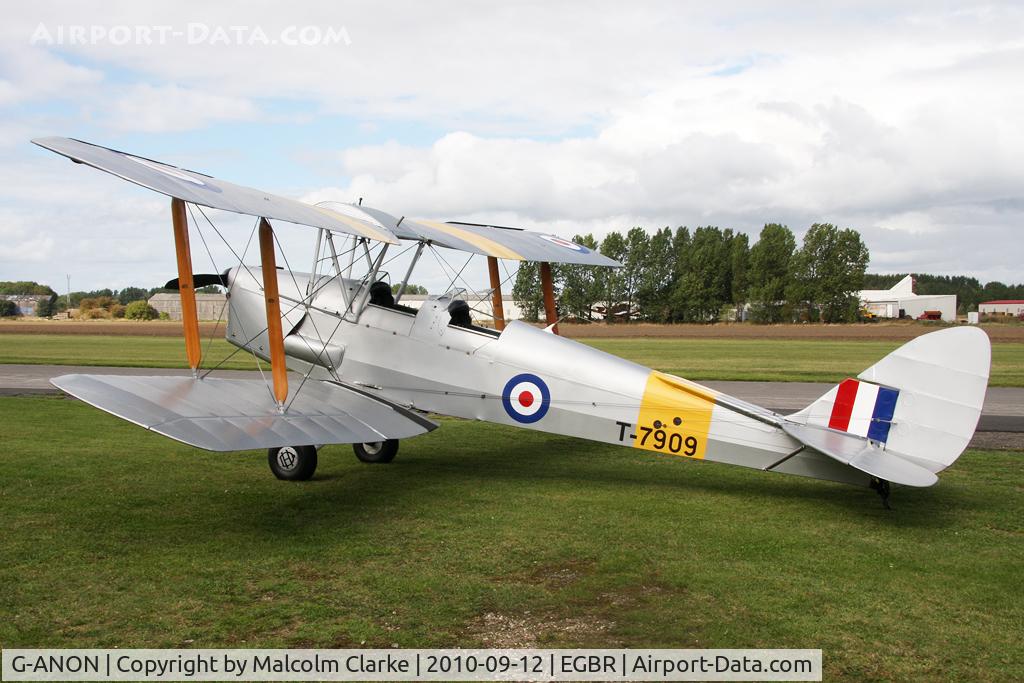G-ANON, 1941 De Havilland DH-82A Tiger Moth II C/N 84270, De Havilland DH-82A Tiger Moth at Breighton Airfield's Helicopter Fly-In. September 12th 2010.