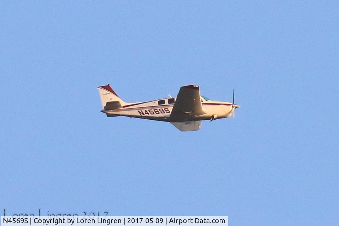 N4569S, 1975 Beech A36 Bonanza 36 C/N E-745, I was out birding when this one flew by.