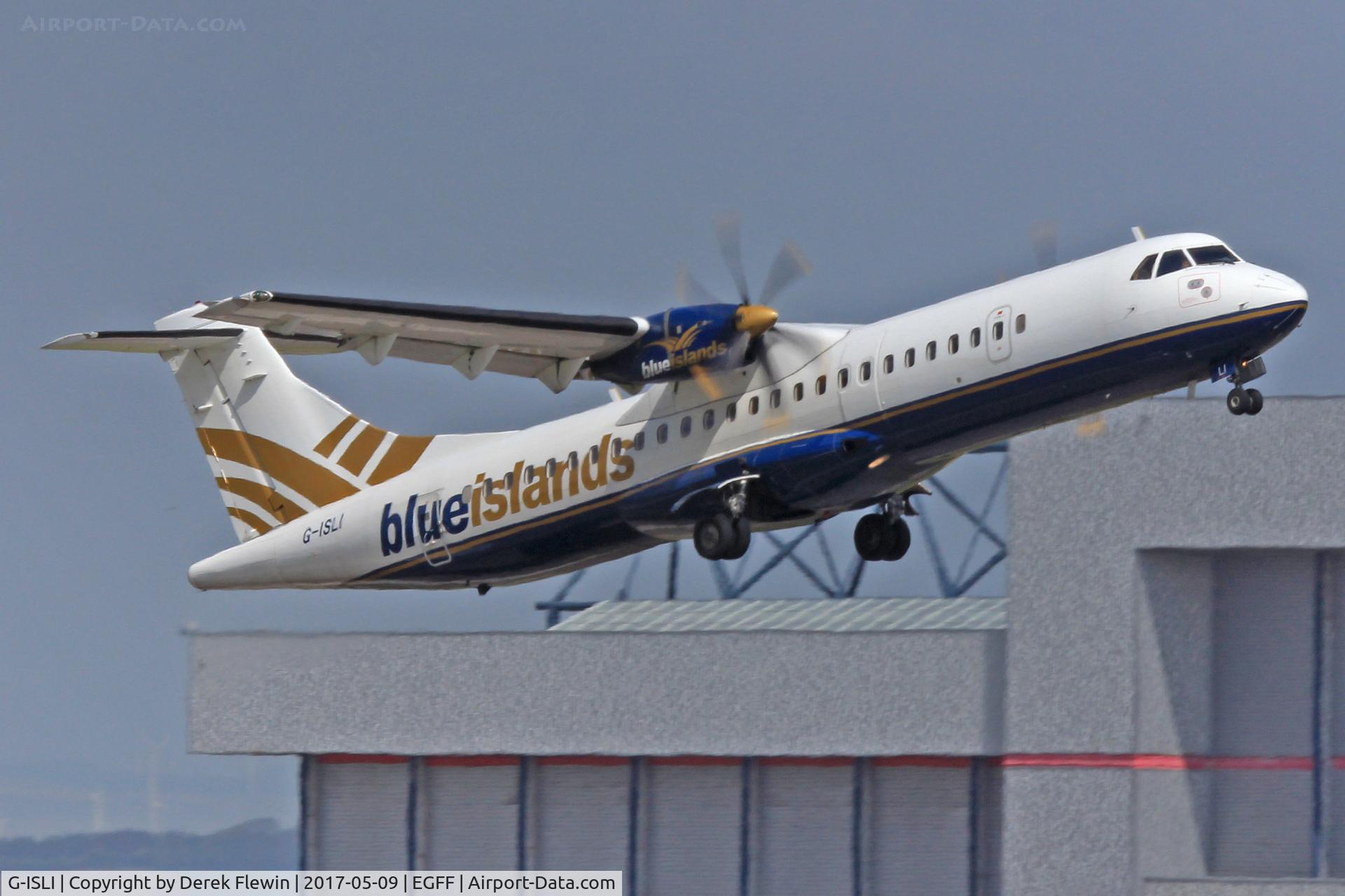 G-ISLI, 1997 ATR 72-212A C/N 529, ATR 72-212A, Flybe Jersey based callsign Blue Island 507LR, N529AM, OY-OLM, seen departing runway 12 en-route to Guernsey.