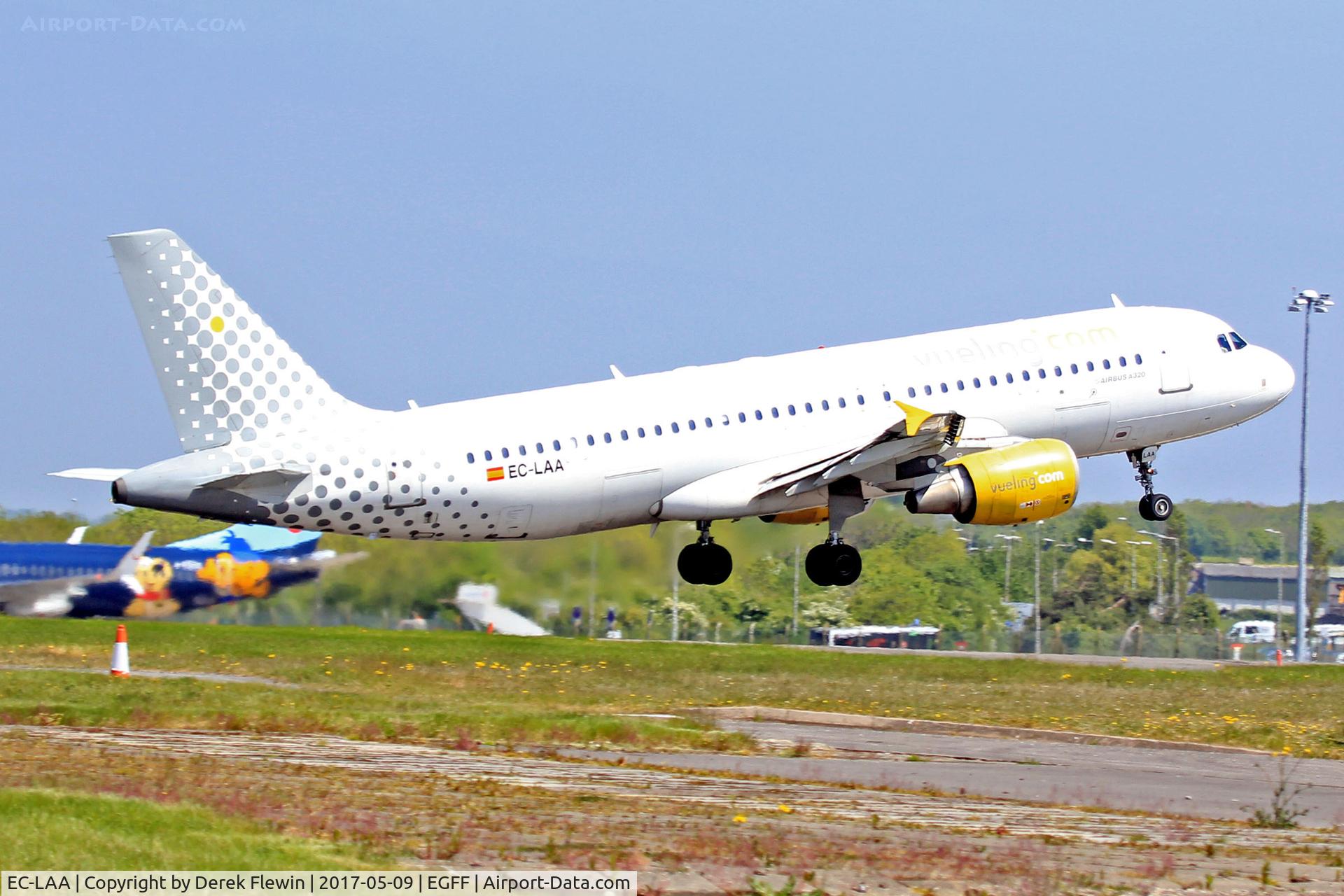 EC-LAA, 2006 Airbus A320-214 C/N 2678, Vueling Airlies, callsign Vueling 12YQ, previously F-WWIQ, EC-JPL, A6-ABZ, seen departing runway 12 en-route to Alicante Spain.