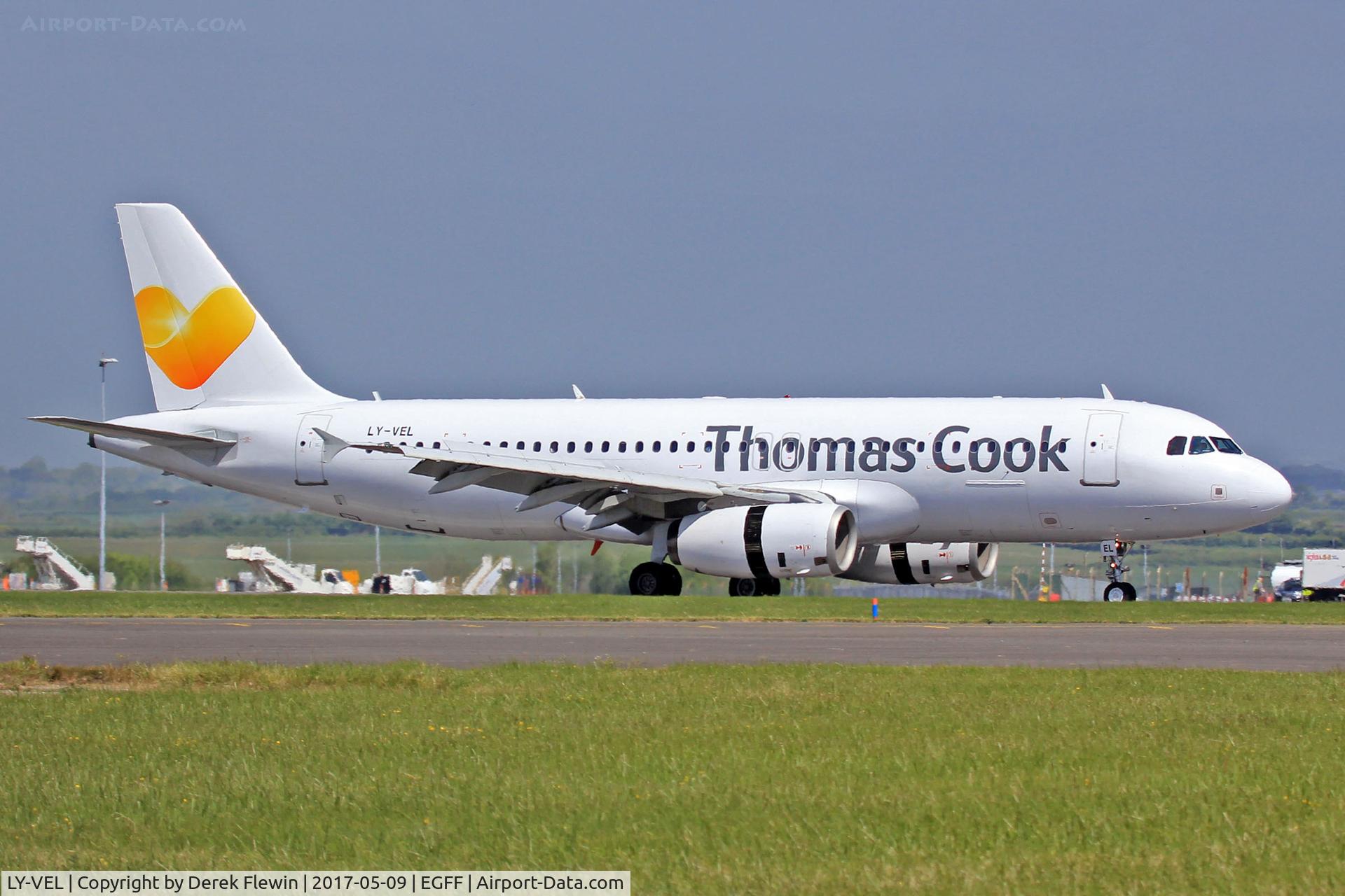 LY-VEL, 2003 Airbus A320-232 C/N 1998, A320-232, Thomas Cook Airlines Cardiif Wales based, previously F-WWIV, EC-IOH, EI-EUB, call sign Kestrel 83KL, seen landing on runway 12 out of Palma Mallorca Spain.