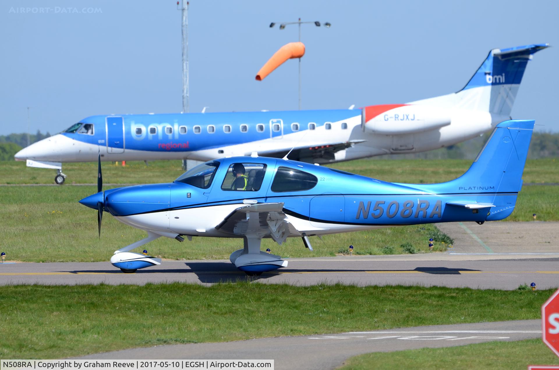 N508RA, 2017 Cirrus SR22 GTS C/N 4458, About to depart from Norwich.