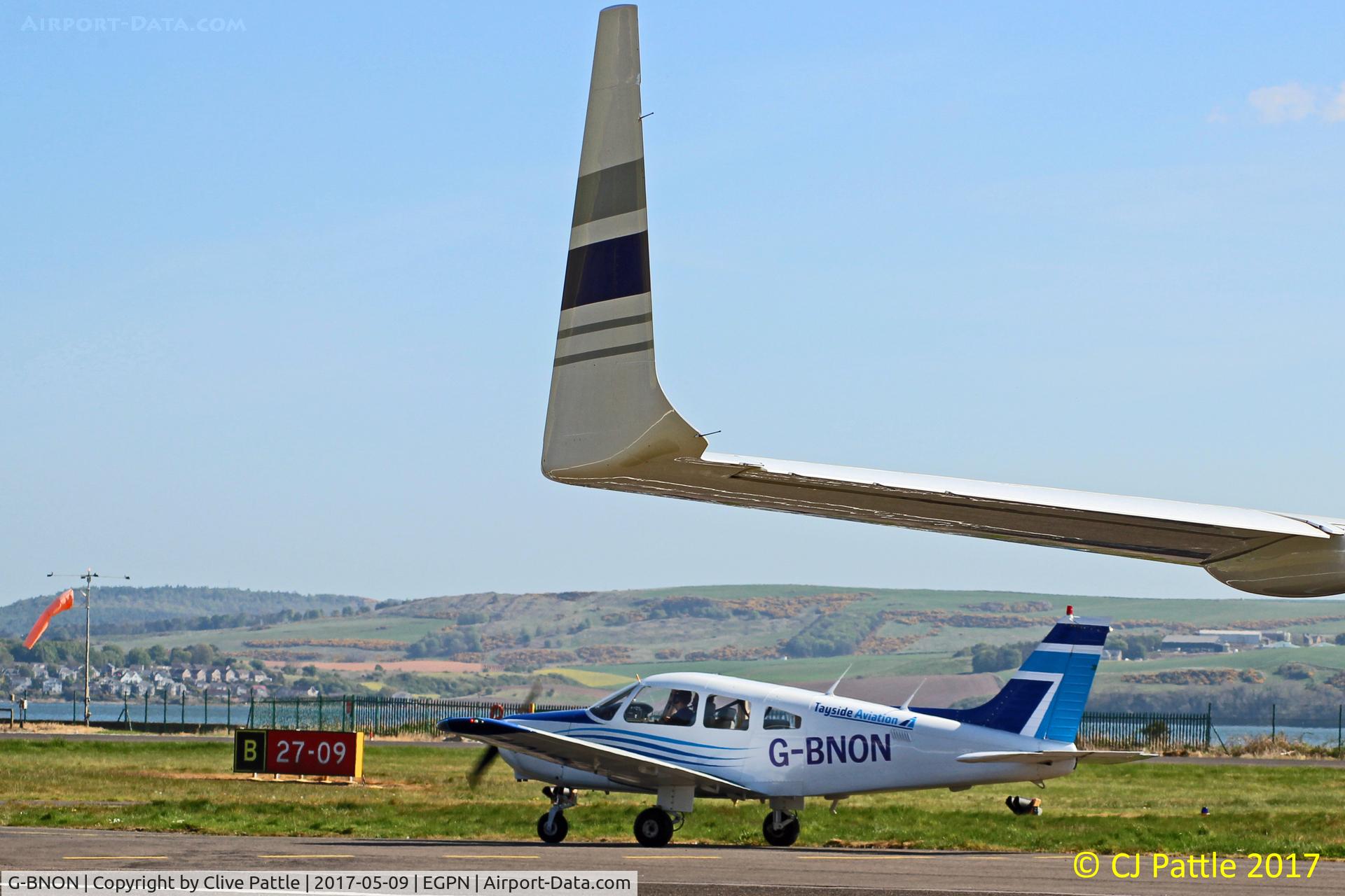 G-BNON, 1987 Piper PA-28-161 Cherokee Warrior II C/N 2816025, In action at Dundee EGPN