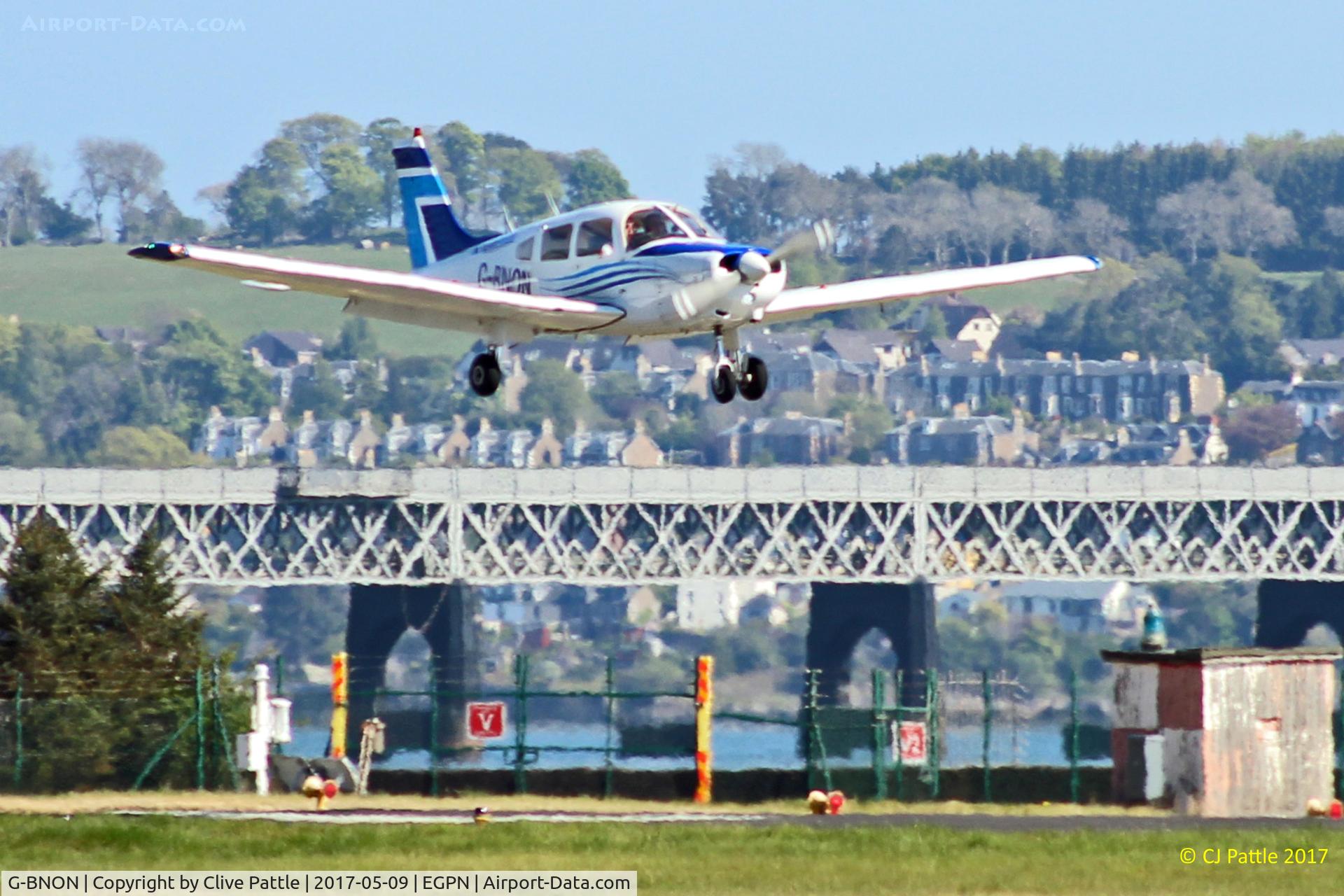 G-BNON, 1987 Piper PA-28-161 Cherokee Warrior II C/N 2816025, Landing at EGPN