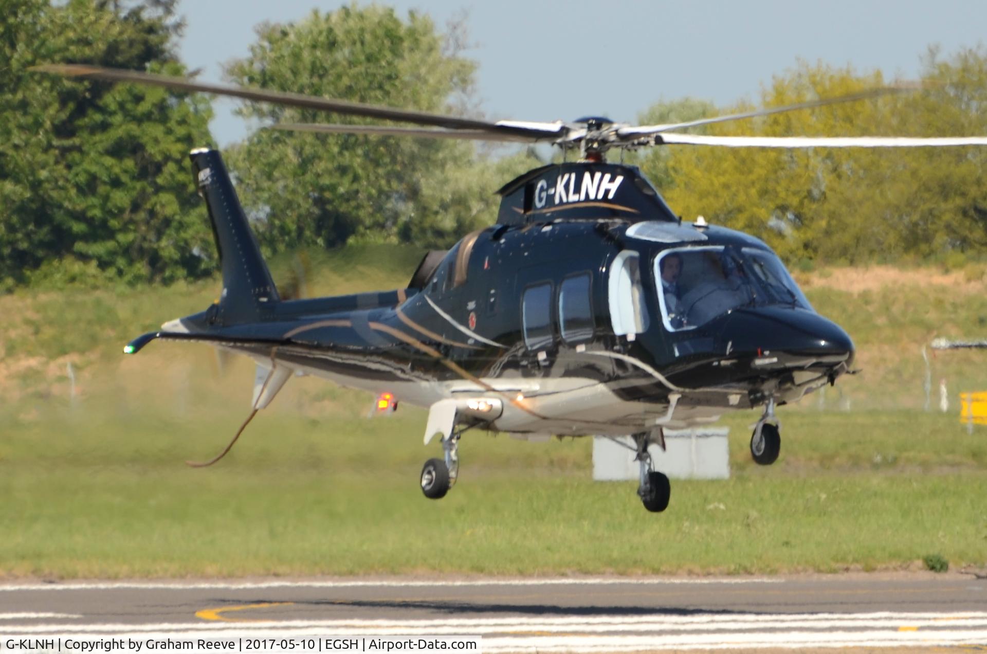G-KLNH, 2016 AgustaWestland AW-109SP Grand New C/N 22364, Landing at Norwich.