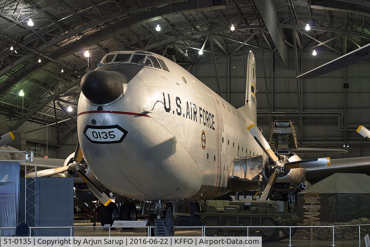 51-0135, 1951 Douglas C-124A-DL Globemaster II C/N 43469, On display at the National Museum of the U.S. Air Force. The Globemaster II provided heavy airlift from the Korean War up to its retirement in 1974. After service with the USAF, this aircraft was assigned to the 165th Tactical Airlift Group, Georgia ANG.