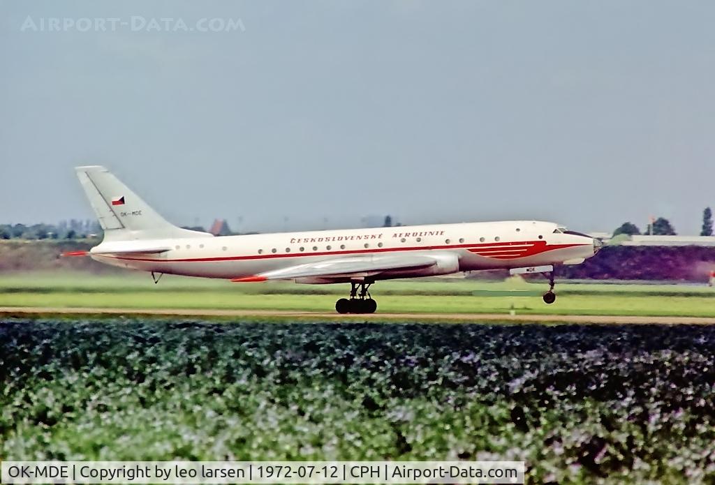 OK-MDE, 1958 Tupolev Tu-104A C/N 86601202, Copenhagen 12.7.1972