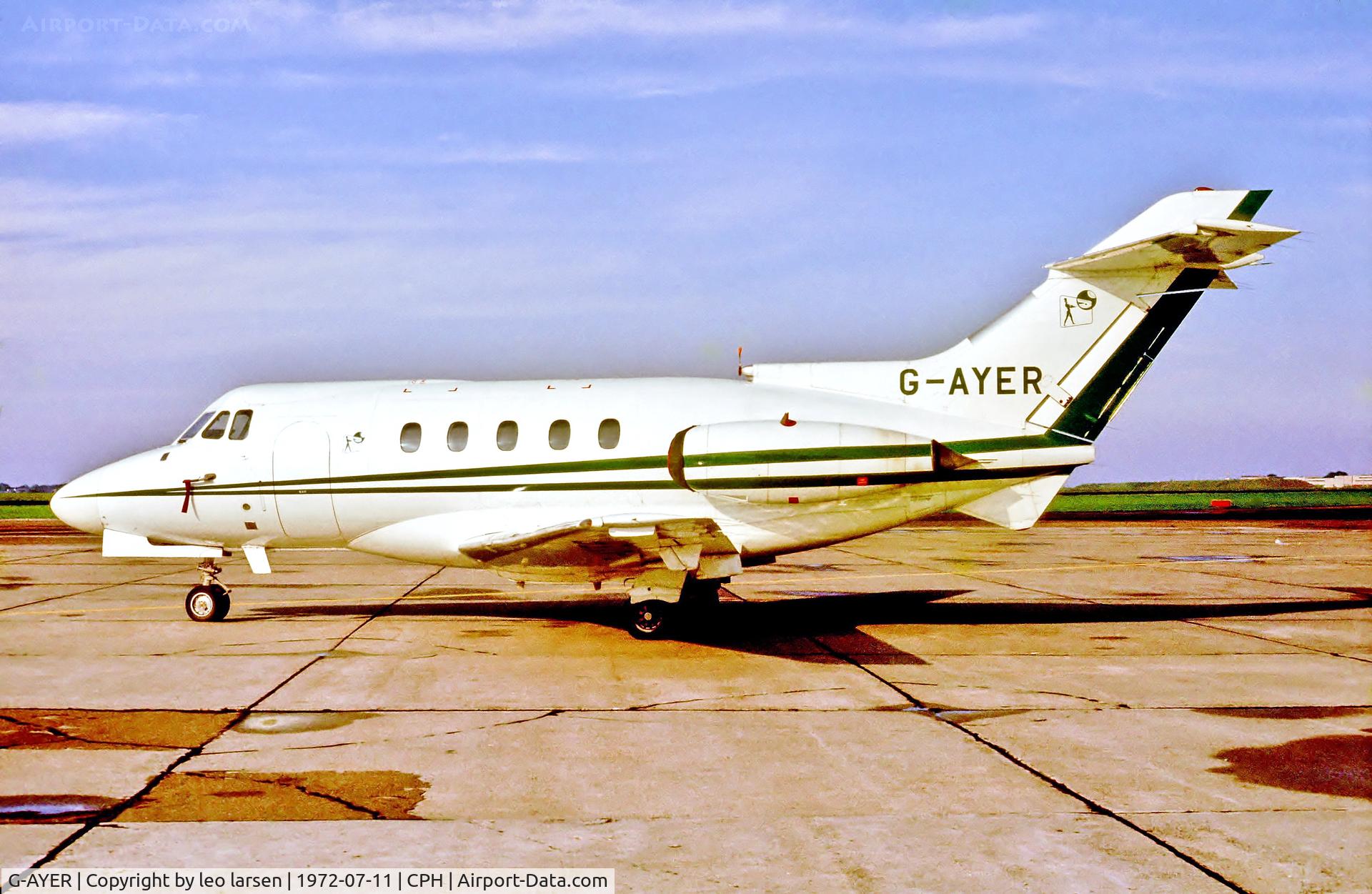 G-AYER, 1970 Hawker Siddeley HS.125 Series 403B C/N 25238, Copenhagen 11.7.1972