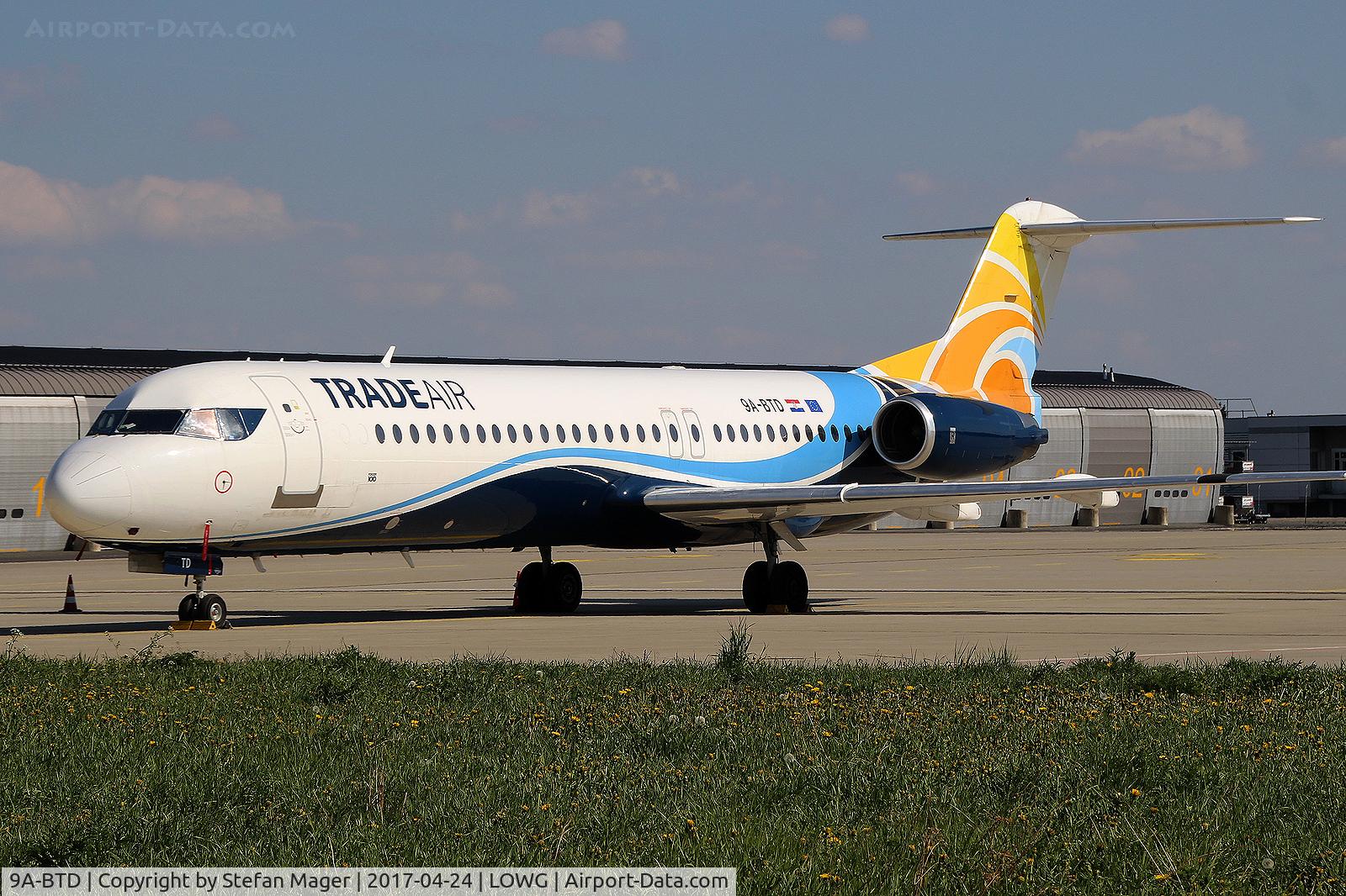 9A-BTD, 1992 Fokker 100 (F-28-0100) C/N 11407, Trade Air Fokker 100 @GRZ