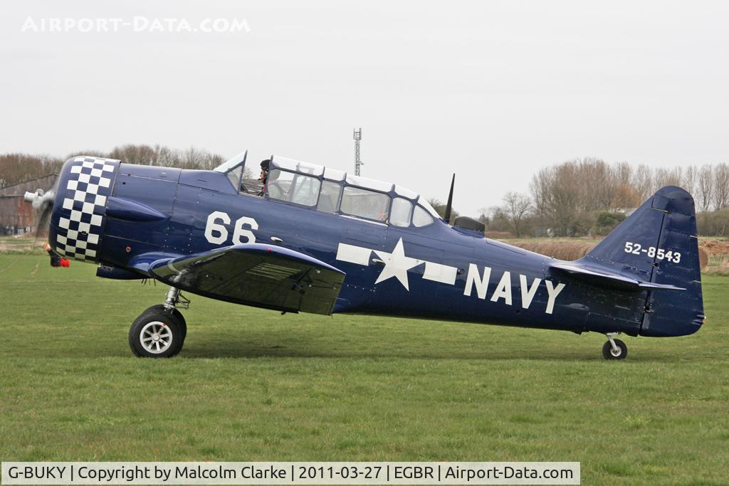 G-BUKY, 1952 Canadian Car & Foundry T-6H Harvard Mk.4M C/N CCF4-464, Canadian Car & Foundry T-6H Harvard Mk.4M at Breighton Aifield's All Comers Spring Fly-In. March 27th 2011.