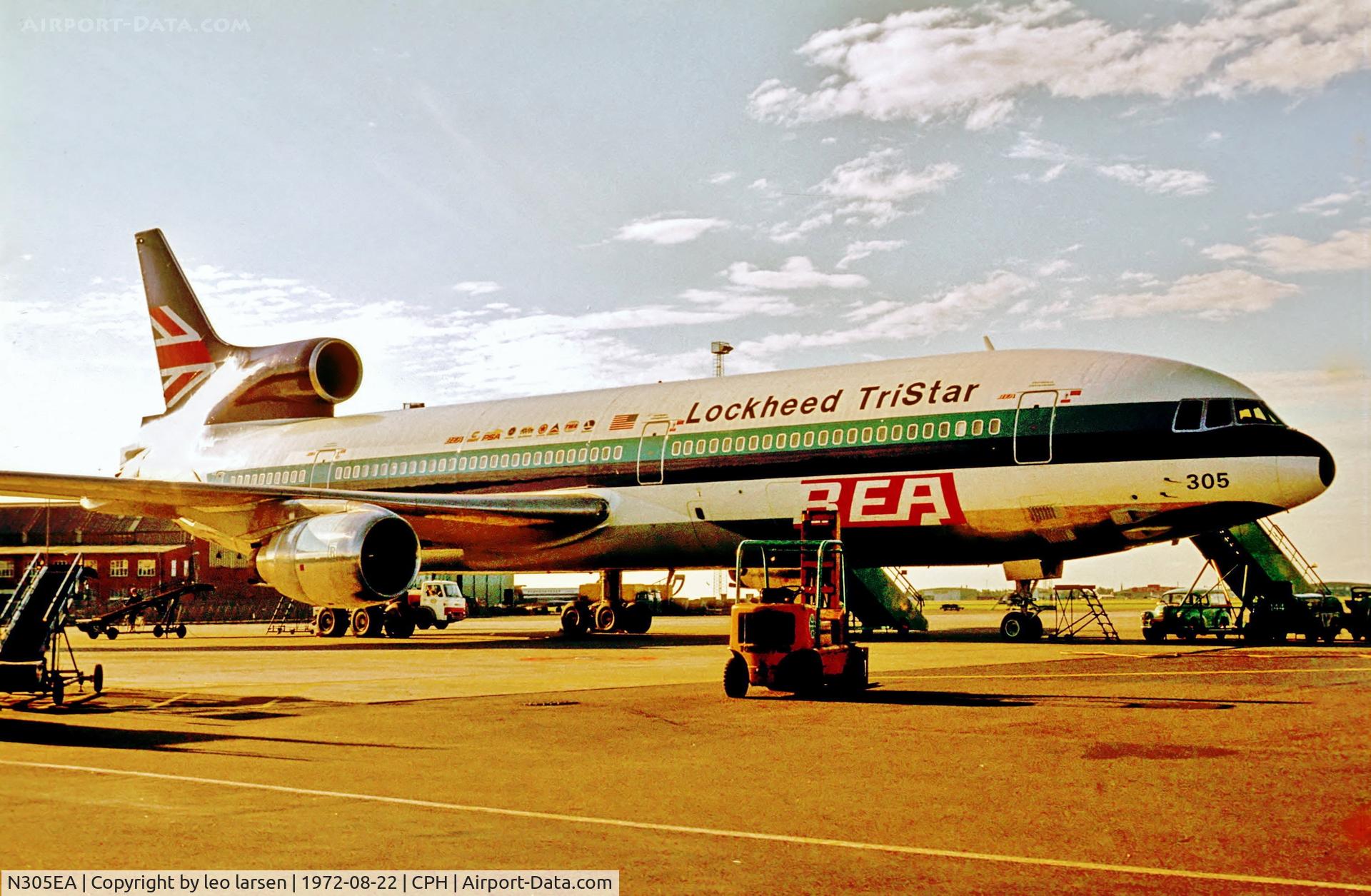 N305EA, 1972 Lockheed L.1011-193A TriStar C/N 1006, Copenhagen 22.8.1972 on Demoflight.
