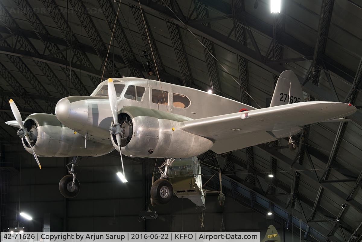 42-71626, 1942 Cessna UC-78B Bobcat Bobcat C/N 4322, On display at the National Museum of the U.S. Air Force.  Originally AT-8 multi-engine advanced trainers, these aircraft went through designation changes as the AT-17 and the UC-78 light personnel transport that served with the USAAF, USN and RCAF.