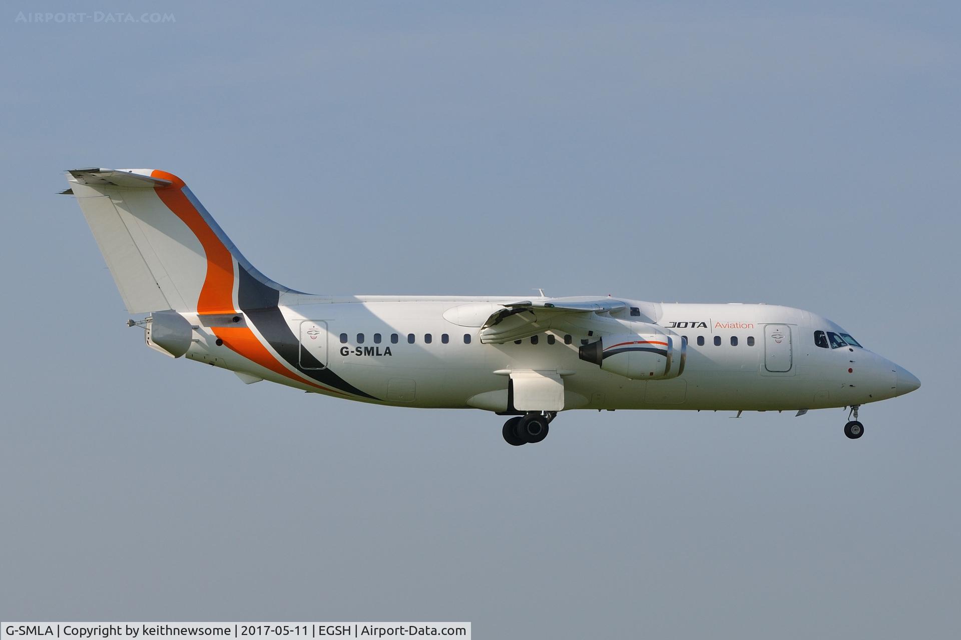 G-SMLA, 1985 British Aerospace BAe.146-200 C/N E2047, Return Visitor.