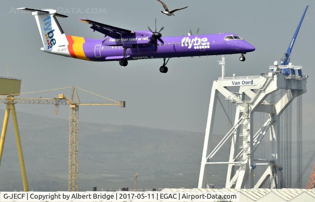 G-JECF, 2004 De Havilland Canada DHC-8-402Q Dash 8 C/N 4095, Belfast City.  Flybe G-JECF arriving from Liverpool.