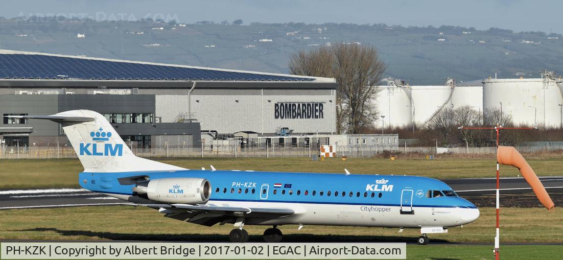 PH-KZK, 1997 Fokker 70 (F-28-0070) C/N 11581, Belfast City.  KLM PH-KZK arriving from Amsterdam.