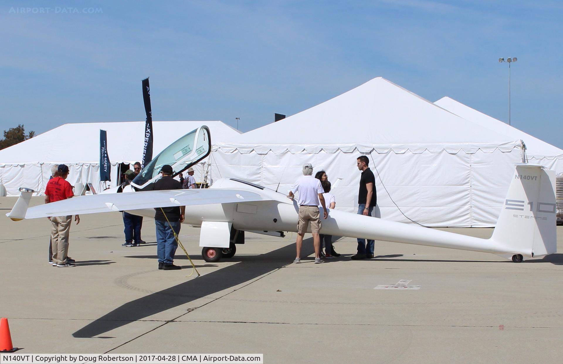 N140VT, 2014 Stemme S-10VT C/N 11-140, 2014 Stemme GMBH S10-VT CHRYSALIS (USAF TG-11A) motor  glider, Turbo ROTAX 914 mid-engine, fully retractable variable pitch prop, span 75'5.5. An S10-VT set the soaring record of 1,530 miles. At AOPA FLY-IN.