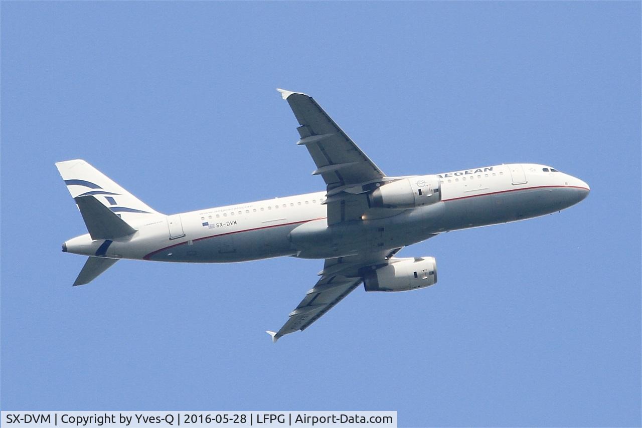 SX-DVM, 2008 Airbus A320-232 C/N 3439, Airbus A320-232, Take off rwy 06R, Roissy Charles De Gaulle airport (LFPG-CDG)