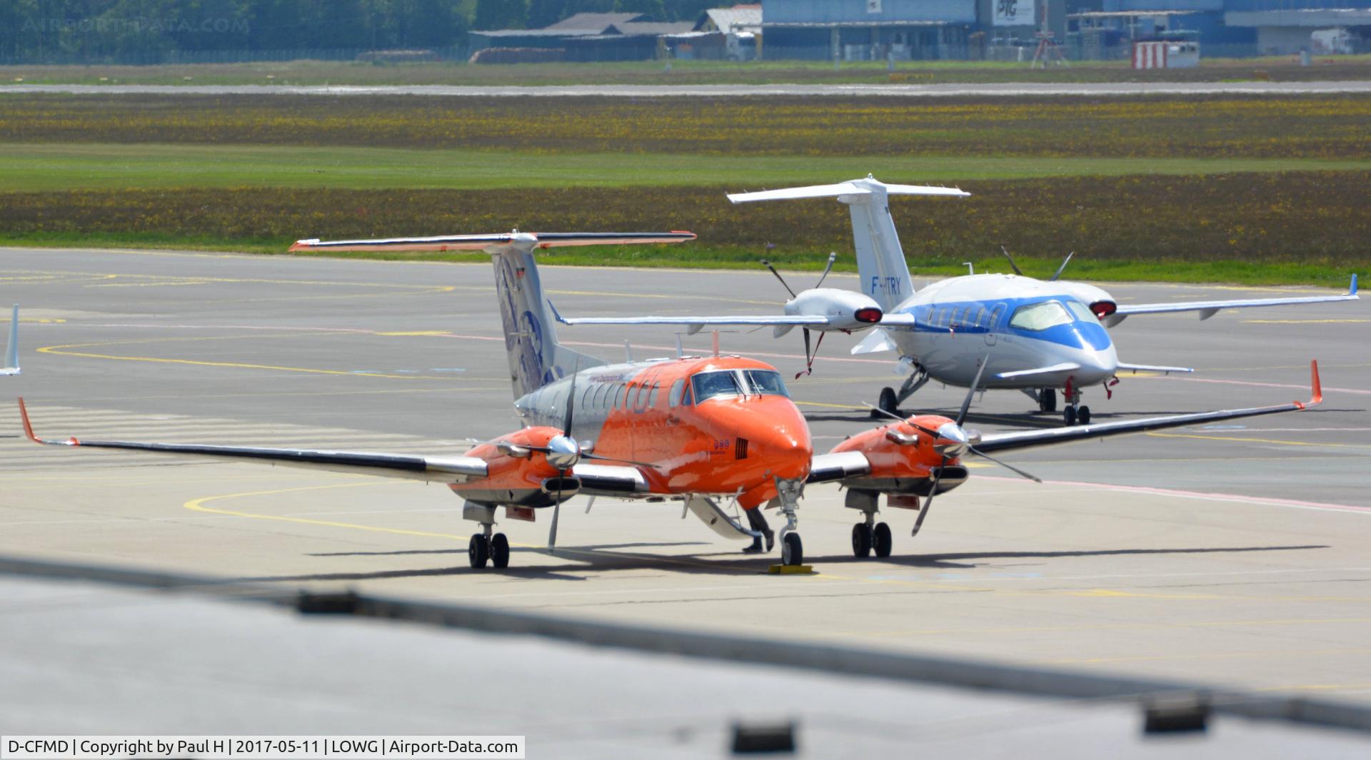 D-CFMD, 2006 Beechcraft Super King Air 350 C/N FL-473, Beech 300 King Air at LOWG with a Piaggio P.180 in the background