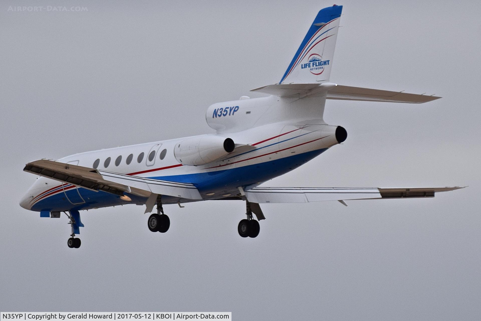 N35YP, 1981 Dassault Falcon 50 C/N 35, Landing RWY 28R.