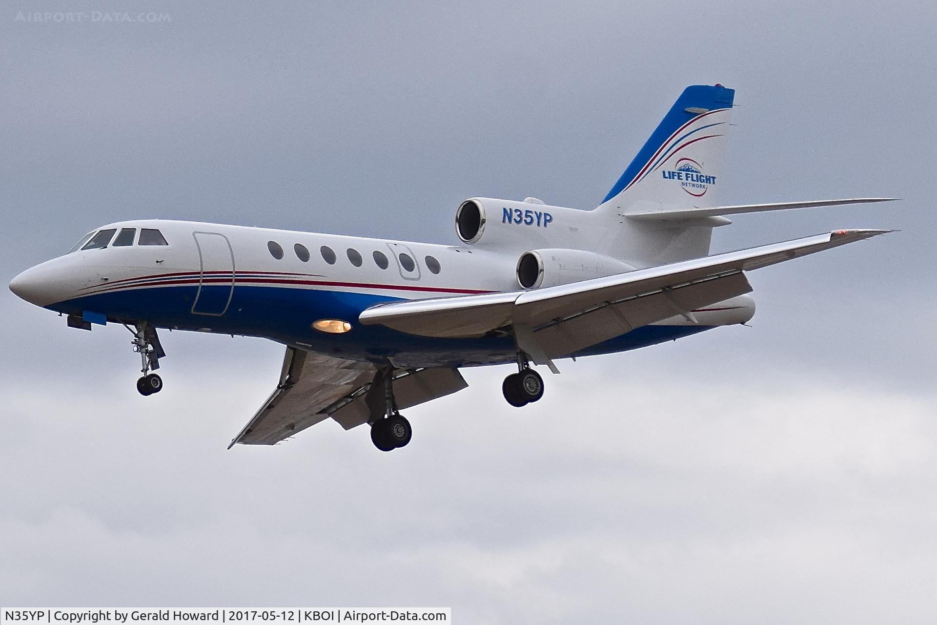 N35YP, 1981 Dassault Falcon 50 C/N 35, On approach for RWY 28R.