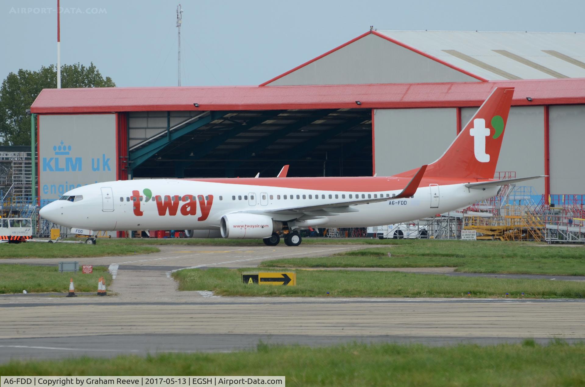 A6-FDD, 2009 Boeing 737-8KN C/N 40234, Just out of spray and in a new colour scheme.