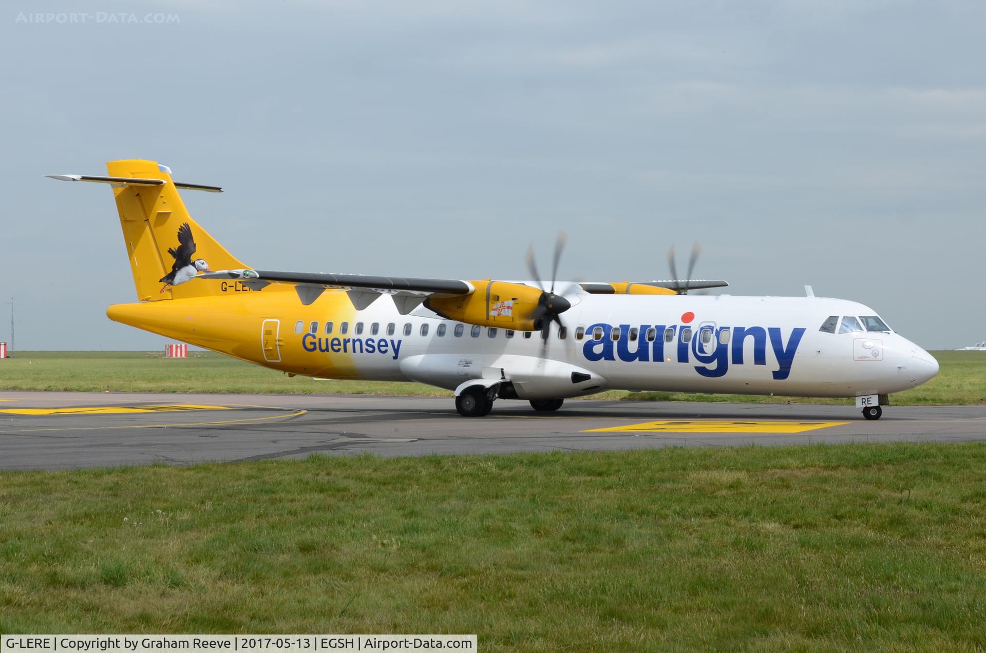 G-LERE, 2009 ATR 72-212A C/N 891, Just landed at Norwich.