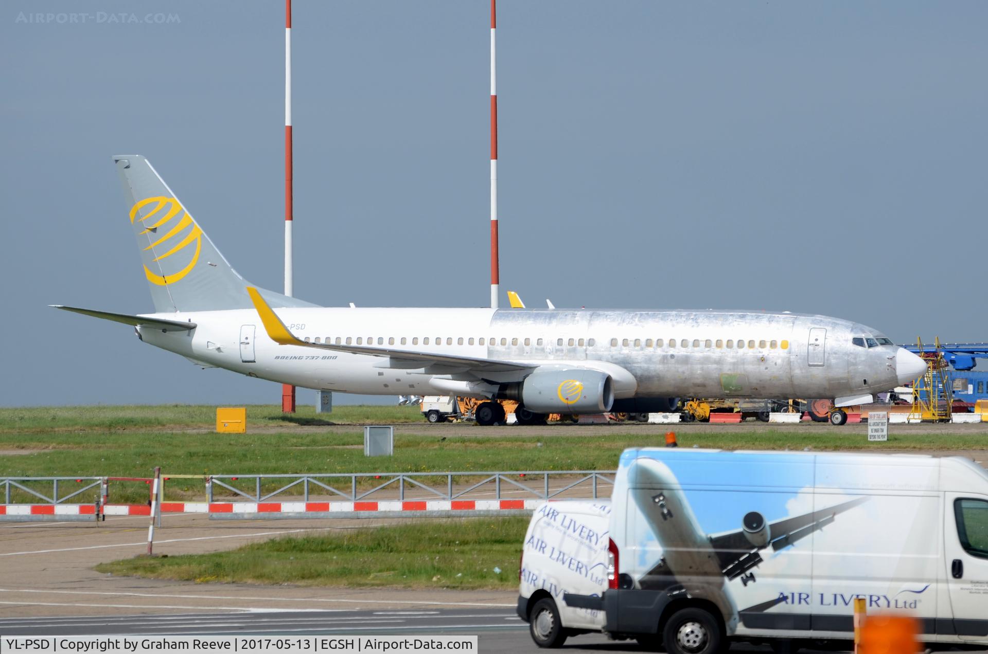YL-PSD, 2000 Boeing 737-86N C/N 28618, Parked at Norwich.
