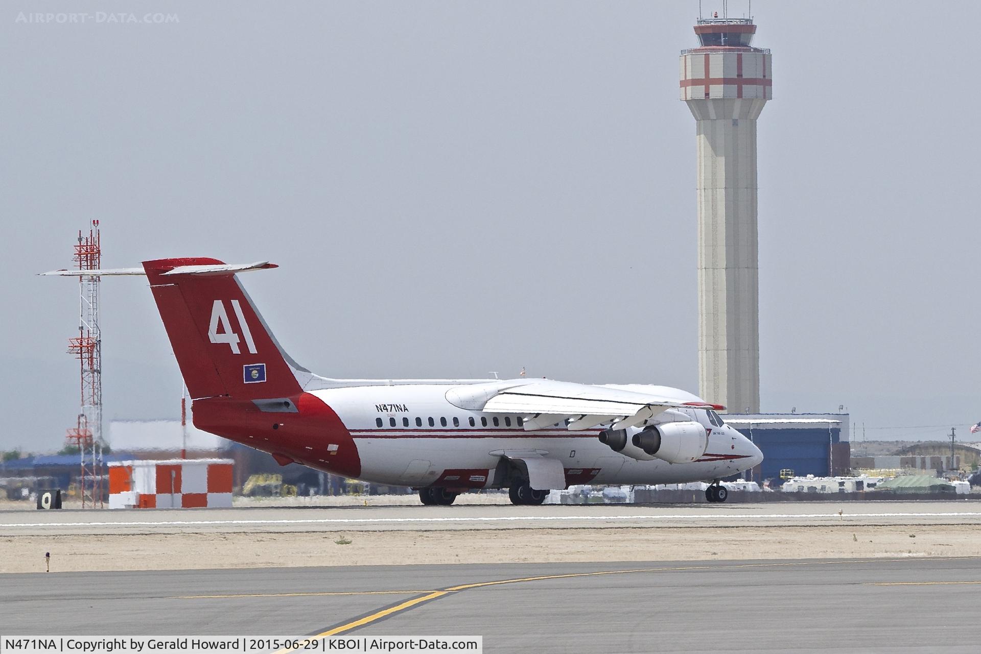 N471NA, 1989 British Aerospace BAe.146-200 C/N E2136, Taxiing onto RWY 28L from Taxiway Mike.