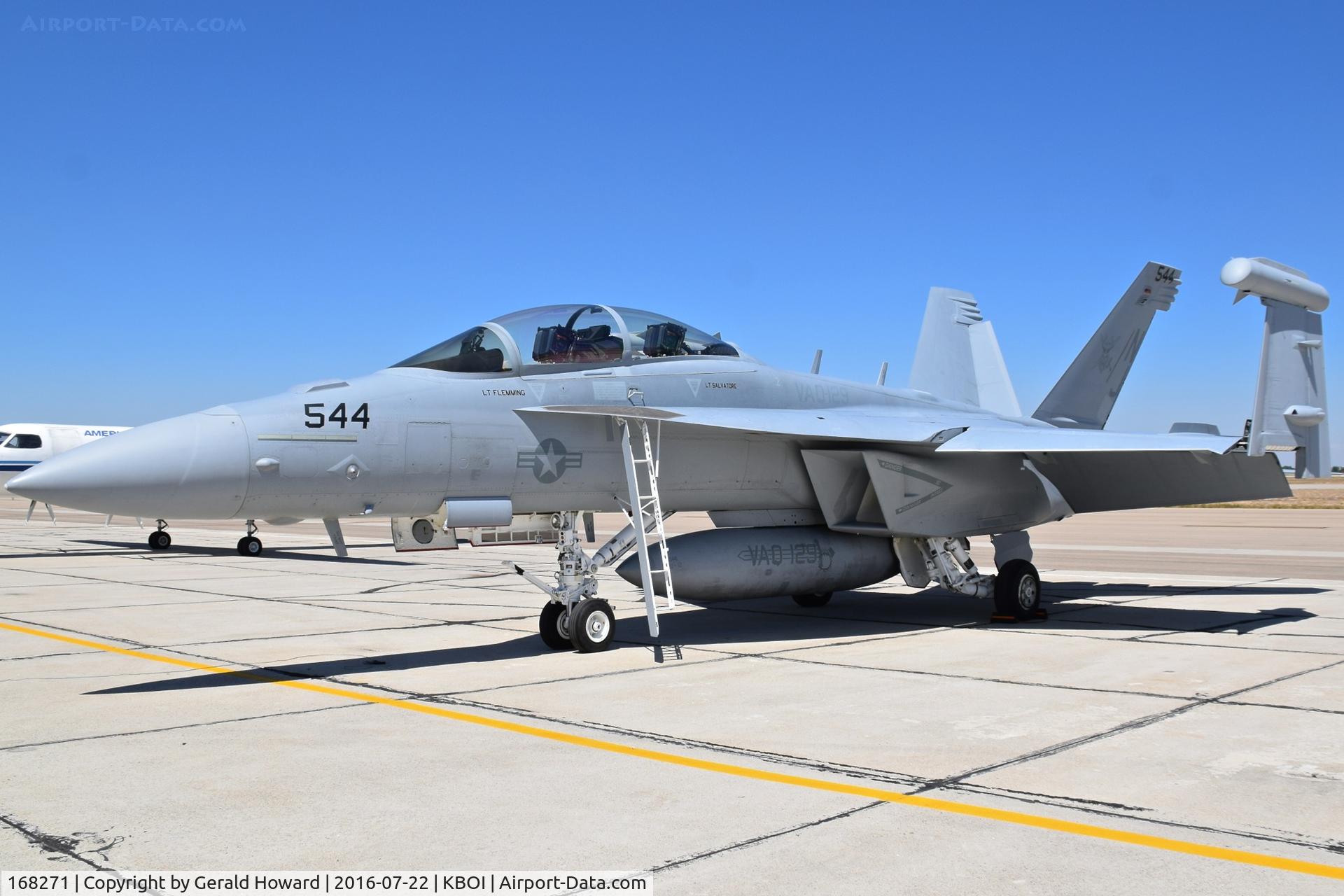 168271, Boeing EA-18G Growler C/N G-53, Parked on the south GA ramp.  VAQ-129 