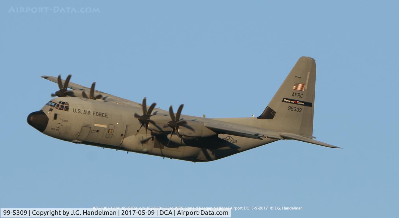 99-5309, 1999 Lockheed WC-130J Hercules C/N 382-5501, On port departure.