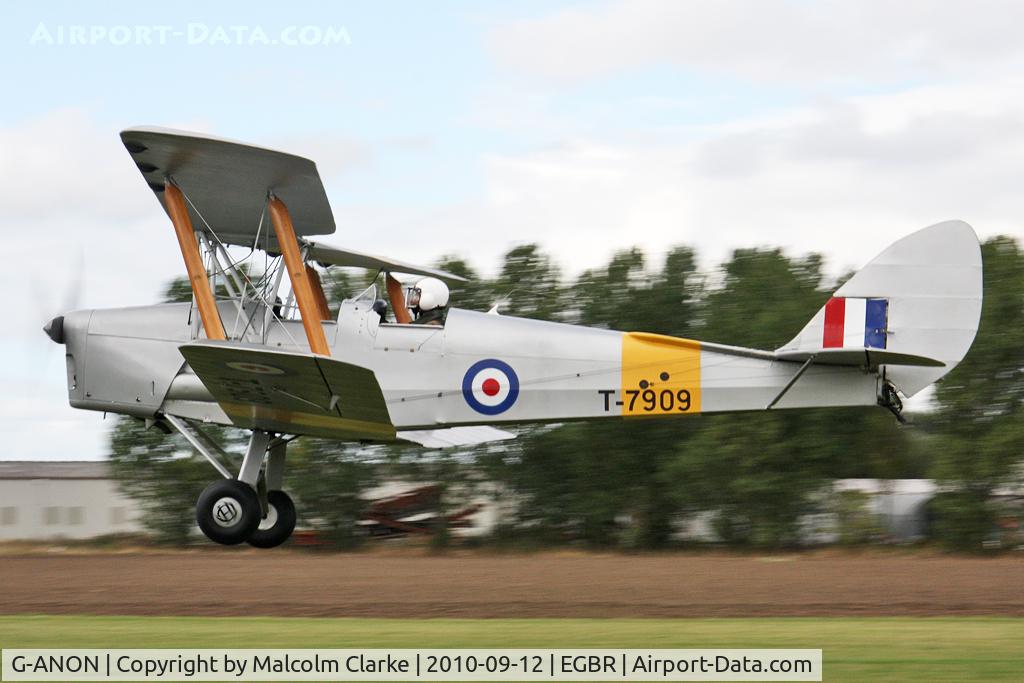 G-ANON, 1941 De Havilland DH-82A Tiger Moth II C/N 84270, De Havilland DH-82A Tiger Moth II at Breighton Airfield's Helicopter Fly-In. September 12th 2010.