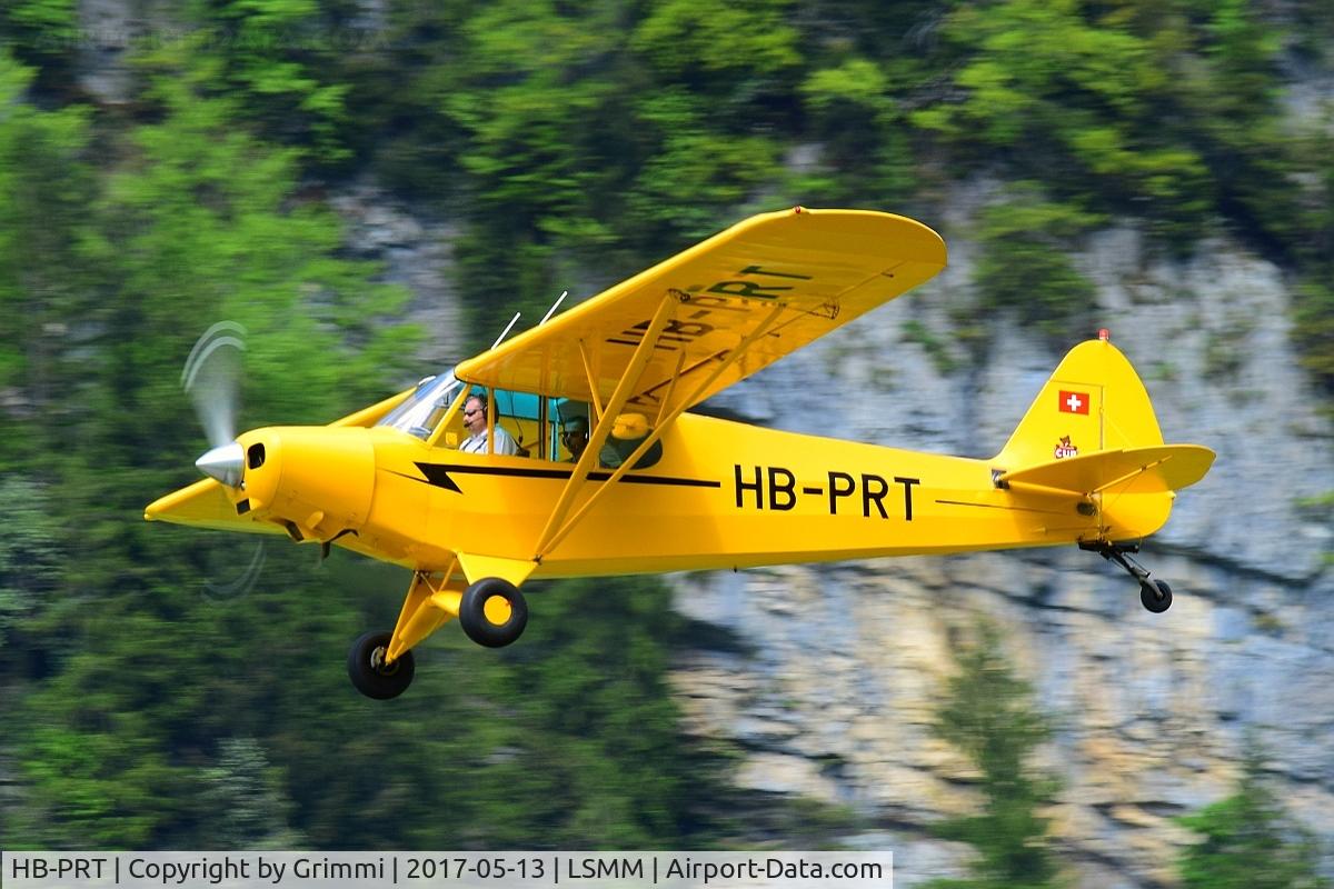 HB-PRT, 1953 Piper PA-18-150 Super Cub Super Cub C/N 18-3084, This year's Nostalgieflugtag saw many aircrafts arriving for the ILS Sternflug 2017 on the normally military used airfield of Meiringen LSMM. former G-BLPE