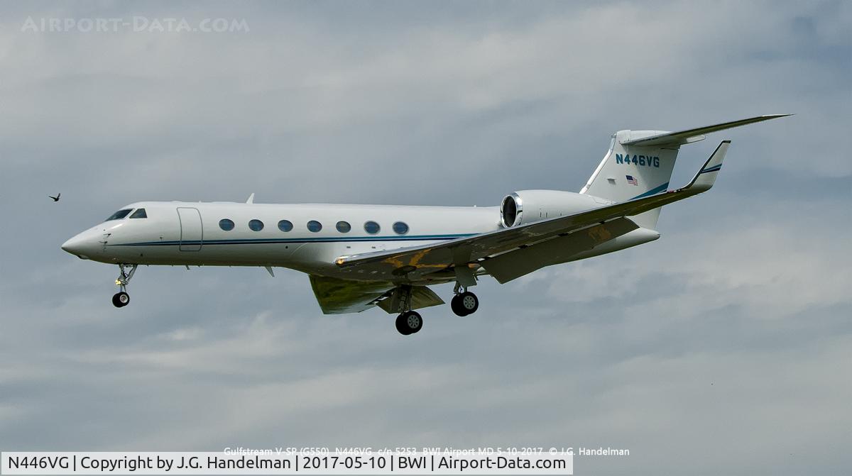 N446VG, Gulfstream Aerospace GV-SP (G550) C/N 5253, Near touch down at BWI