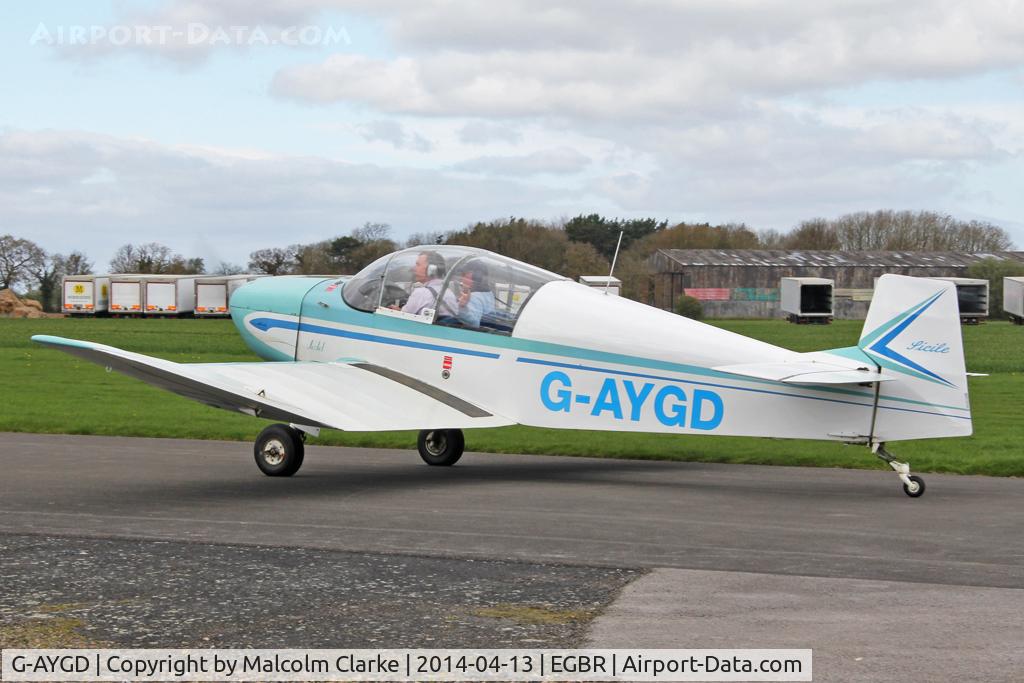 G-AYGD, 1963 CEA Jodel DR1050 Sicile C/N 515, CEA Jodel DR1050 Sicile at Breighton Airfield's Early Bird Fly-In. April 13th 2014.