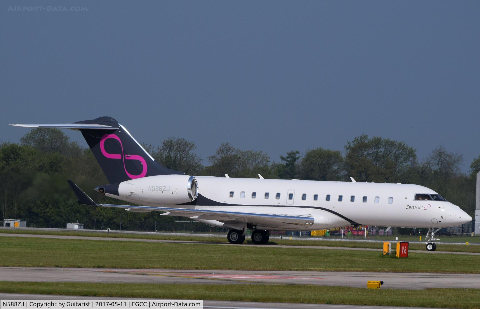 N588ZJ, 2014 Bombardier BD-700-1A11 Global 5000 C/N 9679, At Manchester