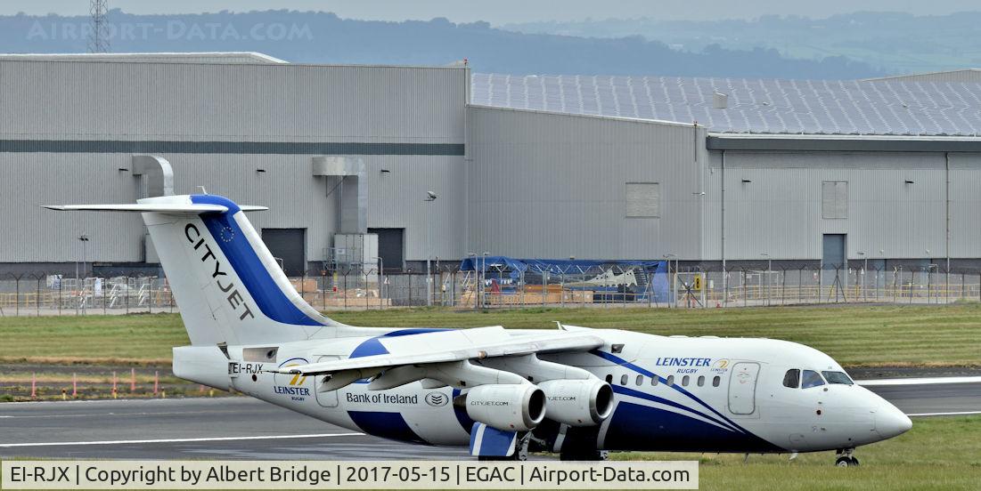 EI-RJX, 2000 BAe Systems Avro 146-RJ85A C/N E.2372, Belfast City.  CityJet EI-RJX arriving with a KLM flight from Amsterdam.