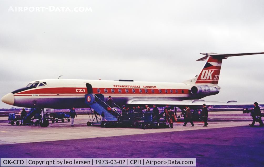OK-CFD, 1972 Tupolev Tu-134A C/N 2 35 15 05, Copenhagen 3.2.1973
