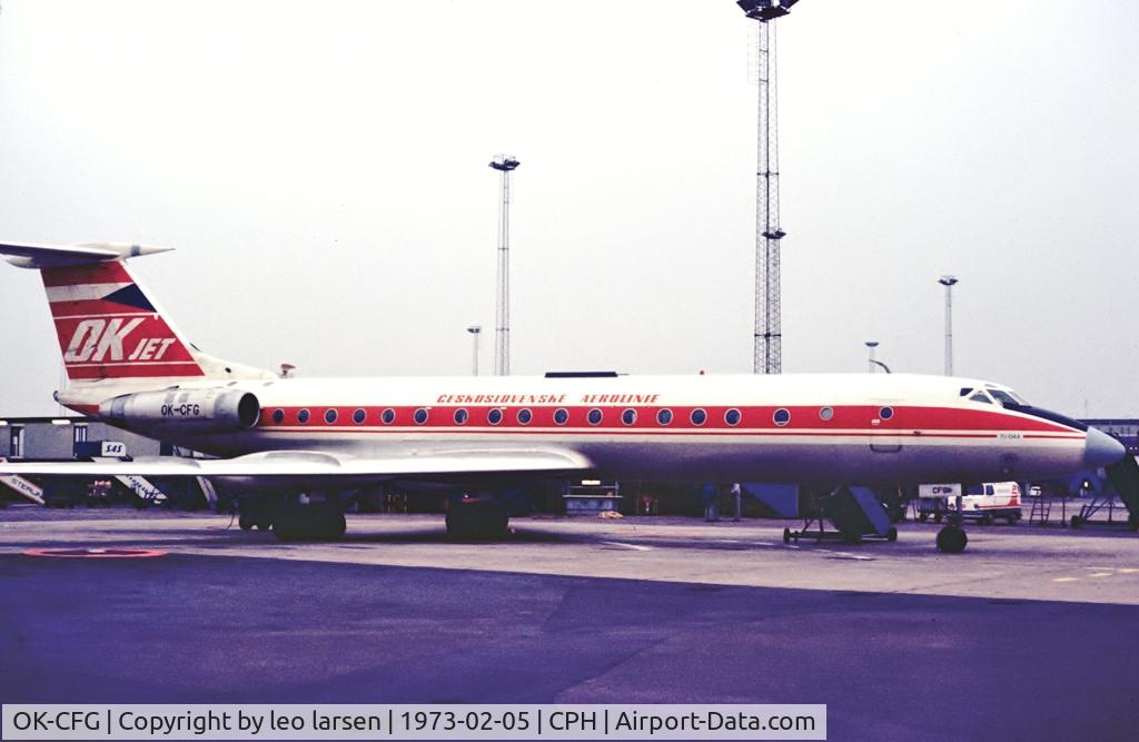 OK-CFG, 1972 Tupolev Tu-134 C/N 2351710, Copenhagen 5.2.1973