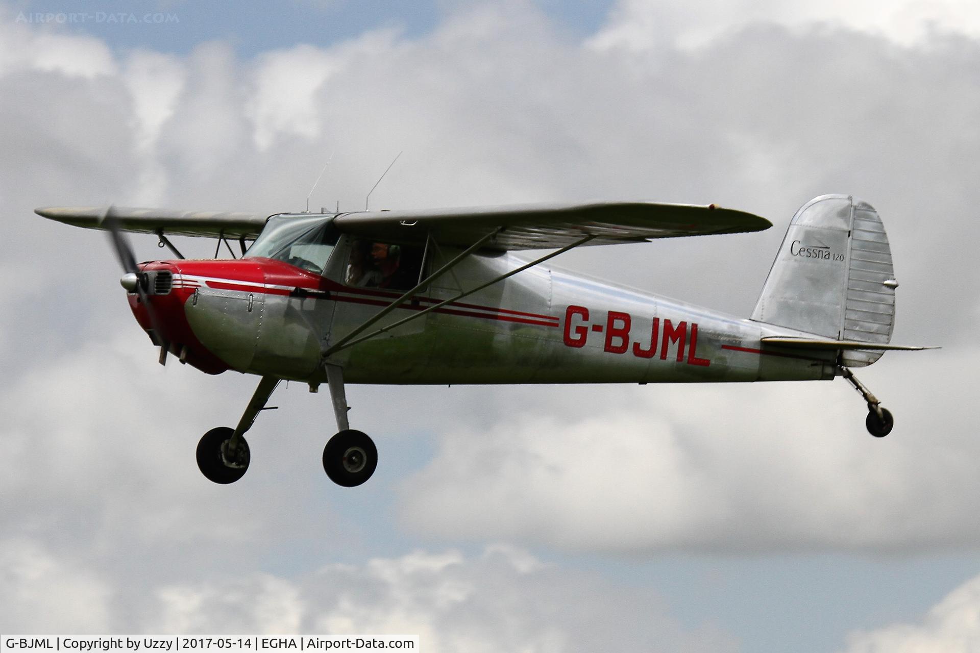G-BJML, 1946 Cessna 120 C/N 10766, Arriving for a Pooleys Flyin