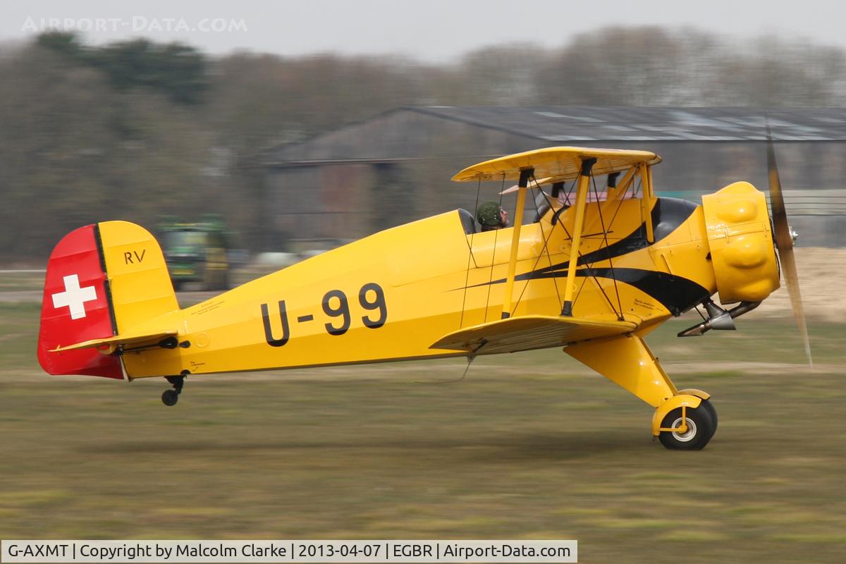 G-AXMT, 1938 Bucker Bu-133C Jungmeister C/N 46, Doflug Bu-133C Jungmeister at Breighton Airfield's Spring Fly-In. April 7th 2013.