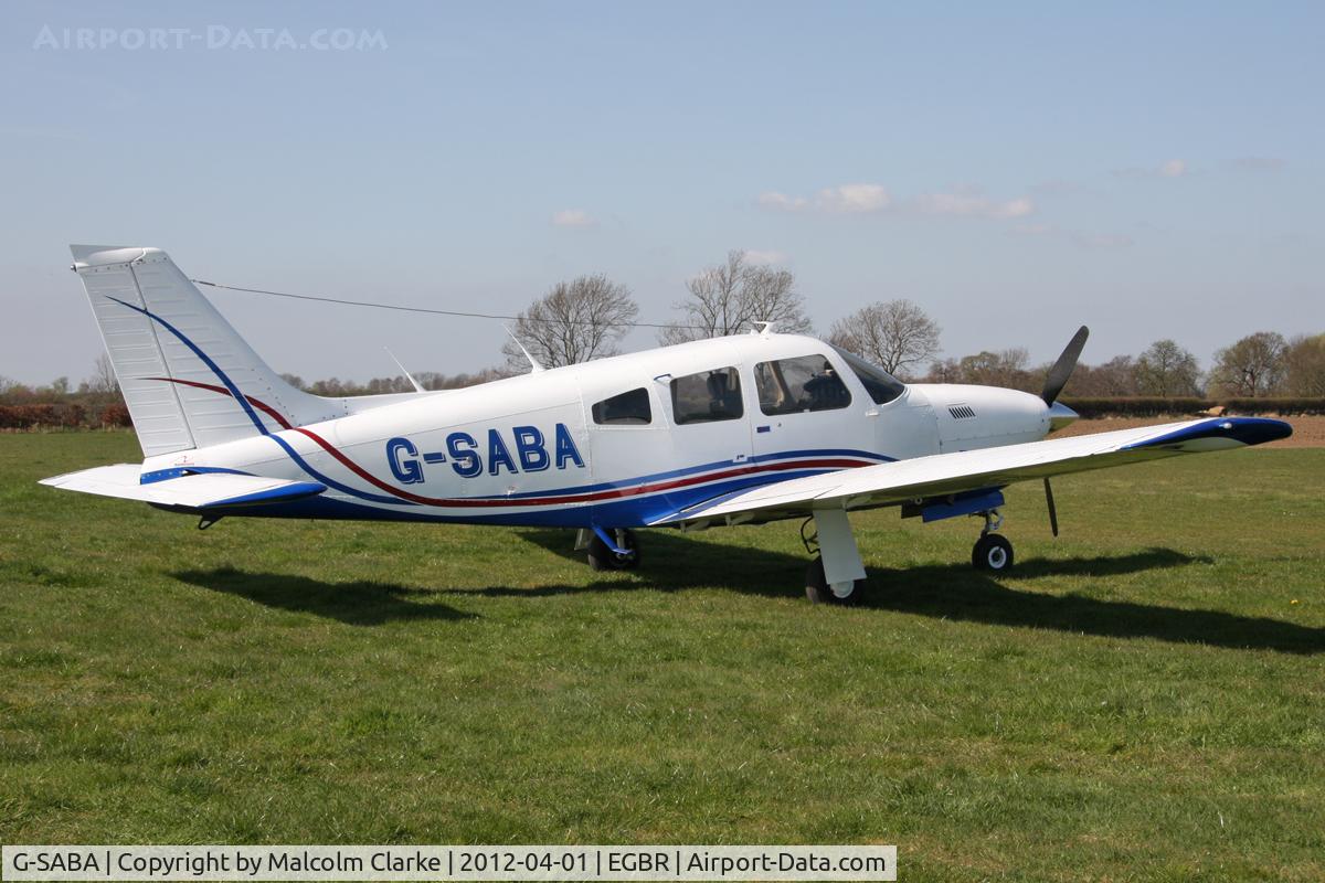 G-SABA, 1977 Piper PA-28R-201T Cherokee Arrow III C/N 28R-7703268, Piper PA-28R-201T Turbo Cherokee Arrow III at Breighton Airfield's April Fools Fly-In. April 1st 2012.